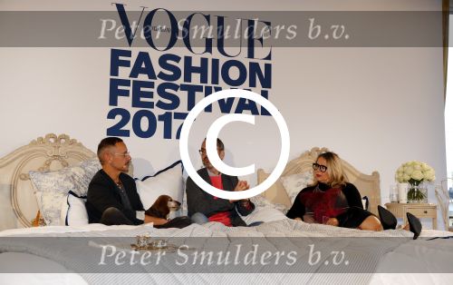 Amsterdam 6 oktober 2017 
Event van de Nederlandse Voque met Fiona Hering Hoofdredactrice Karin Swerink en Viktor & Rolf met hun hondje. Het event vindt plaats in het Amstel Hotel