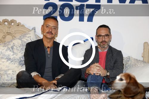 Amsterdam 6 oktober 2017 
Event van de Nederlandse Voque met Fiona Hering Hoofdredactrice Karin Swerink en Viktor & Rolf met hun hondje. Het event vindt plaats in het Amstel Hotel