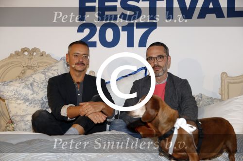 Amsterdam 6 oktober 2017 
Event van de Nederlandse Voque met Fiona Hering Hoofdredactrice Karin Swerink en Viktor & Rolf met hun hondje. Het event vindt plaats in het Amstel Hotel
