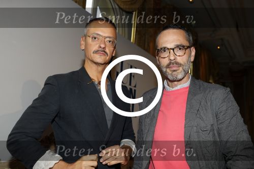 Amsterdam 6 oktober 2017 
Event van de Nederlandse Voque met Fiona Hering Hoofdredactrice Karin Swerink en Viktor & Rolf met hun hondje. Het event vindt plaats in het Amstel Hotel