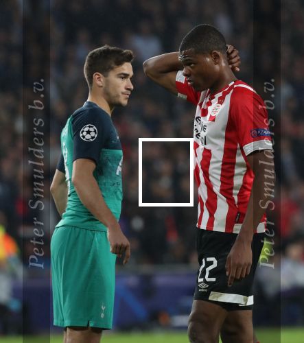 Eindhoven, 24 Oktober 2018 PSV-Tottemham Hotspur.
Duel in de voorronde Champions League, eindstand 2-2.
Denzel Dumfries en Harry Winks