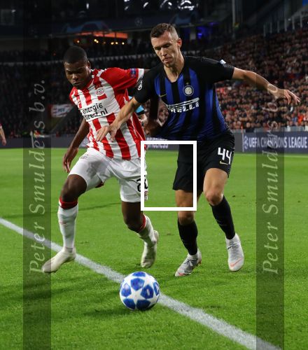 Eindhoven, 3 Oktober 2018 2e wedstrijd CL Seizoen 2018-2019
PSV-Internazionale Milan, eindstand 1-2
Denzel Dumfries en Ivan Perisic