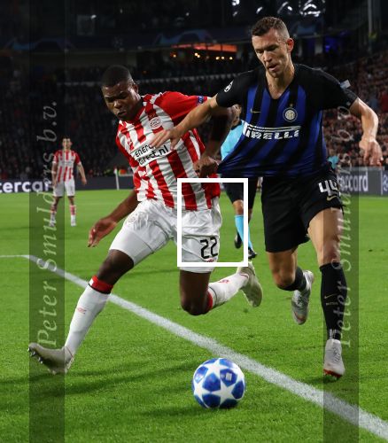 Eindhoven, 3 Oktober 2018 2e wedstrijd CL Seizoen 2018-2019
PSV-Internazionale Milan, eindstand 1-2
Denzel Dumfries en Ivan Perisic