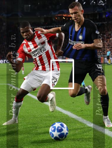 Eindhoven, 3 Oktober 2018 2e wedstrijd CL Seizoen 2018-2019
PSV-Internazionale Milan, eindstand 1-2
Denzel Dumfries en Ivan Perisic