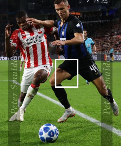 Eindhoven, 3 Oktober 2018 2e wedstrijd CL Seizoen 2018-2019
PSV-Internazionale Milan, eindstand 1-2
Denzel Dumfries en Ivan Perisic