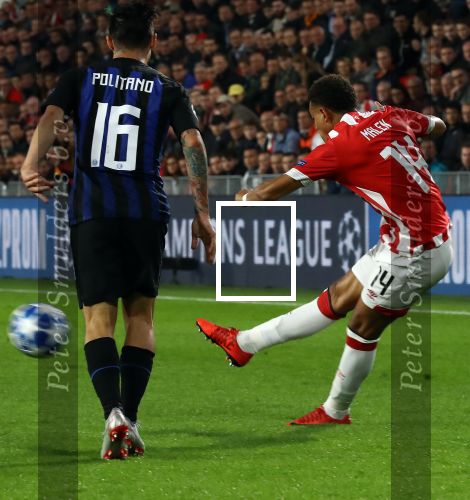 Eindhoven, 3 Oktober 2018 2e wedstrijd CL Seizoen 2018-2019
PSV-Internazionale Milan, eindstand 1-2
Doneyll Malen
