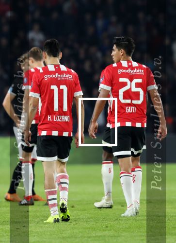 Eindhoven, 20 Oktober 2018 Kompetitiewedstrijd PSV-SC Emmen, eindstand 6-0 Seizoen 2018-2019
Erick Gutierrez en Hirving Lozano