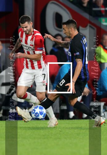 Eindhoven, 3 Oktober 2018 2e wedstrijd CL Seizoen 2018-2019
PSV-Internazionale Milan, eindstand 1-2
Gaston Pereiro en Matias Vecino