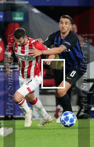 Eindhoven, 3 Oktober 2018 2e wedstrijd CL Seizoen 2018-2019
PSV-Internazionale Milan, eindstand 1-2
Gaston Pereiro en Matias Vecino