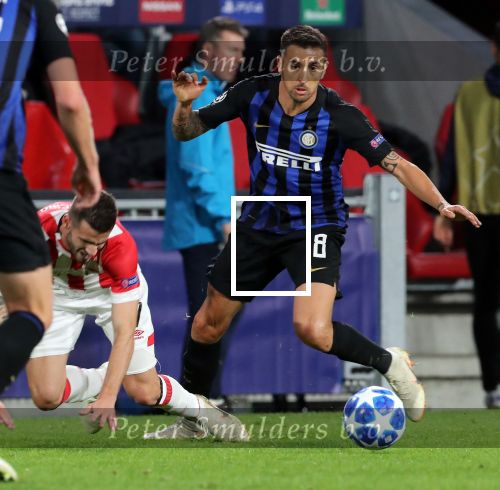Eindhoven, 3 Oktober 2018 2e wedstrijd CL Seizoen 2018-2019
PSV-Internazionale Milan, eindstand 1-2
Gaston Pereiro en Matias Vecino