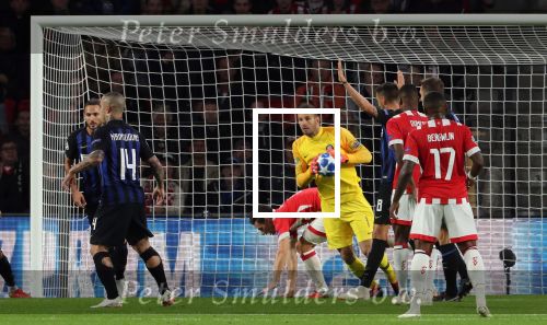 Eindhoven, 3 Oktober 2018 2e wedstrijd CL Seizoen 2018-2019
PSV-Internazionale Milan, eindstand 1-2
Handanovic