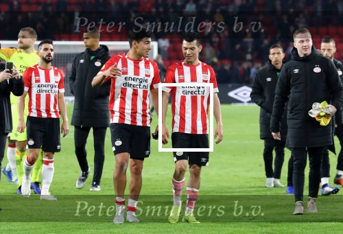 Eindhoven, 20 Oktober 2018 Kompetitiewedstrijd PSV-SC Emmen, eindstand 6-0 Seizoen 2018-2019
Hirving Lozano en Erick Gutierrez