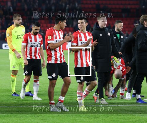Eindhoven, 20 Oktober 2018 Kompetitiewedstrijd PSV-SC Emmen, eindstand 6-0 Seizoen 2018-2019
Hirving Lozano en Erick Gutierrez