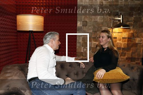 Hilversum 6 november 2018
Dries Roelvink interviewt voor Story Quincy Wilson Luc v Essen en Julia v Helvoirt uit het sbs6 programma house of Talent