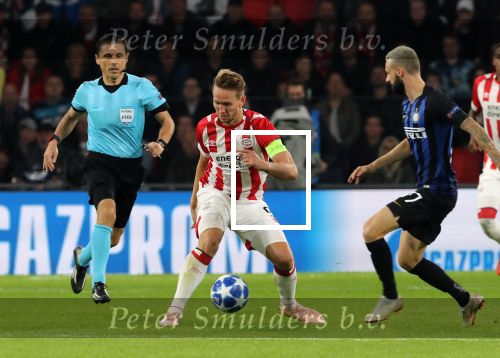 Eindhoven, 3 Oktober 2018 2e wedstrijd CL Seizoen 2018-2019
PSV-Internazionale Milan, eindstand 1-2
Luuk de Jong en Marcelo Brozovic