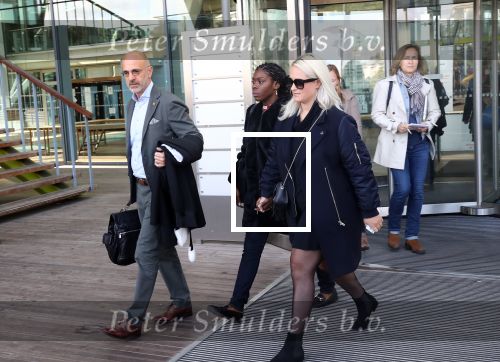 Antwerpen, 10 Oktober 2019
Imanuelle Grives met een vriendin en haar advocaat  John Maes