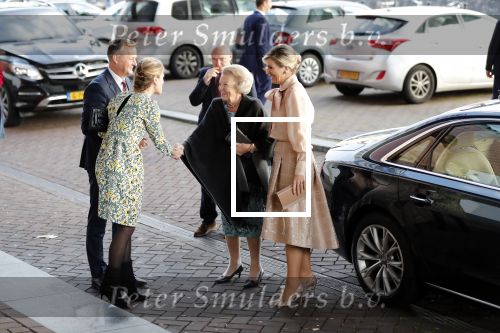 Amsterdam 4 november 2019
Koningin Maxima en prinses Beatrix arriveren bij uitreiking prins Bernhard cultuurprijs in theater aan het IJ.