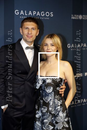 Amsterdam 28 oktober 2019
Premiere Galapagos in Tuschinski. Victoria Koblenko met partner Levchenko