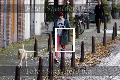Amsterdam 22 oktober 2020
Henry v Loon wandelend met zijn hond in het centrum van Amsterdam