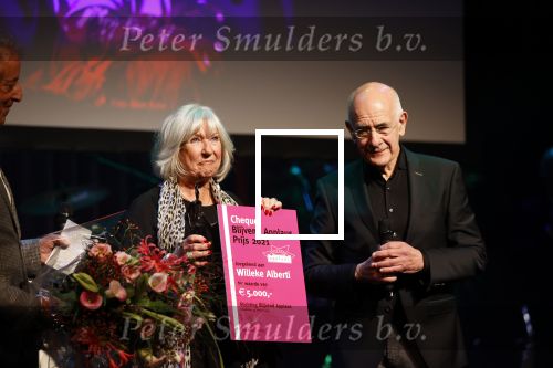 Amsterdam 24 oktober 2021
Willeke Alberti krijgt de blijvend applaus prijs in de kleine  Komedie. Zoon Johnny de Mol is ook aanwezig. Frits Spits reikt de prijs uit