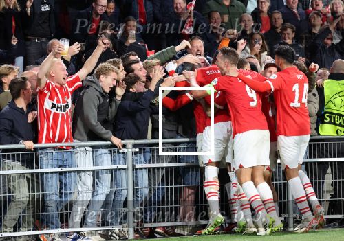 Eindhoven, 3 Oktober 2023
Championsleague PSV-Sevilla, eindstand 2-2
Jordan Teze scoort 2-2  met Armel Bella-Kotchap Noa Lang Luuk de Jong Sergino Dest en Jerdy Schouten