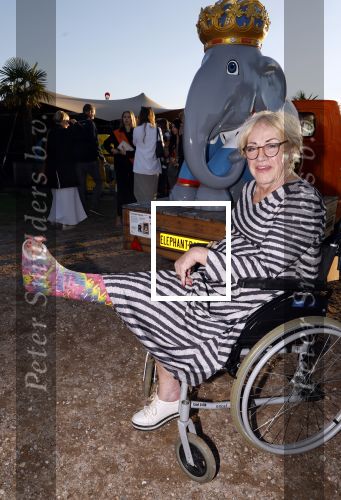 Hilversum 4 oktober 2024
Feestje Nicole des Bouvrie op de sterfdag van haar vader Jan des Bouvrie . Viola Holt in rolstoel met gebroken been