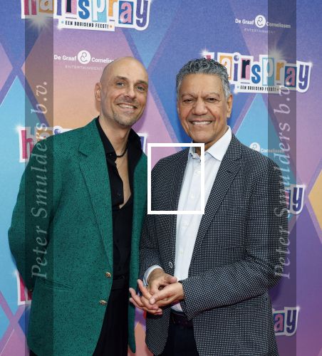 Rotterdam 12 oktober 2025
Premiere Hairspray in het oude Luxor in Rotterdam. Frank Sanders met een kennis