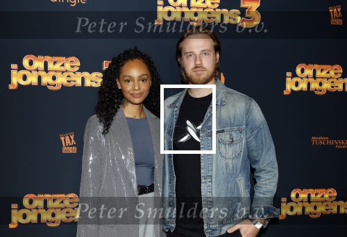 Amsterdam 6 oktober 2025
Premiere de Jongens 3 in Tuschinski. Zoe Livay poseert met Boyd Gijbels