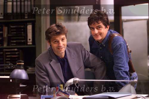 Amsterdam 28 oktober 1999
Opnames van de serie BLAUW BLAUW
Johnny Kraaykamp Jr. met Rick Engelkes