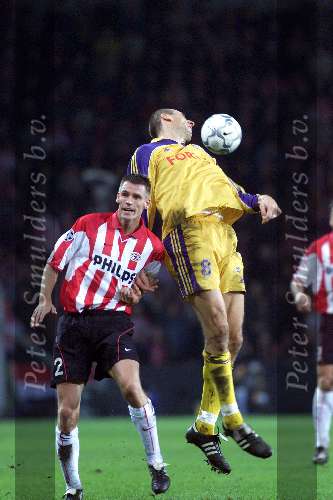 Eindhoven, 9 november 2000
Champions League PSV-Anderlecht, eindstand
Andre Ooijer en Jan Koller