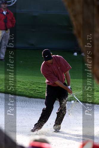 Marbella 12 november 2000
 Golfclub Valderrama American Express Championships.
Tiger Woods  golfen   bunkerslag