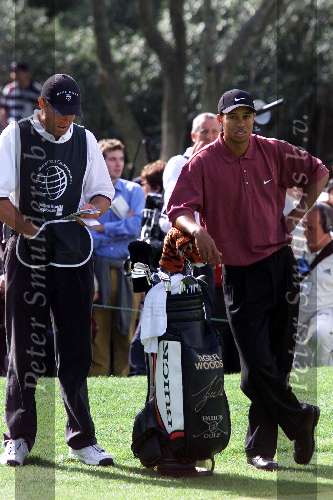 Marbella 12 november 2000
 Golfclub Valderrama American Express Championships.
Tiger Woods met caddy golfen