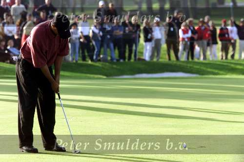 Marbella 12 november 2000
 Golfclub Valderrama American Express Championships.
Tiger Woods  golfen 
putten