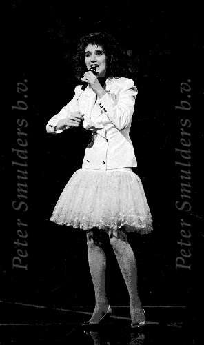 Celine Dion tijdens de finale van het Eurovisie Songfestival
in Dublin 1988
Zij werd winnares