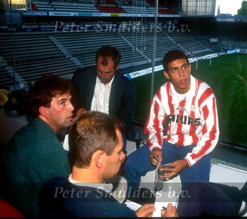 Eindhoven, 14 Augustus 1989
Frans v d Nieuwenhof bij eerste dag Ronaldo 
Xavier Moonen en Gerard Lukken