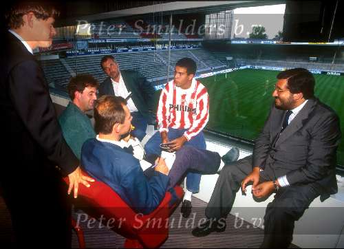 Eindhoven, 14 Augustus 1989
Frans v d Nieuwenhof bij eerste dag Ronaldo 
Xavier Moonen Frank Arnesen  en Brancini