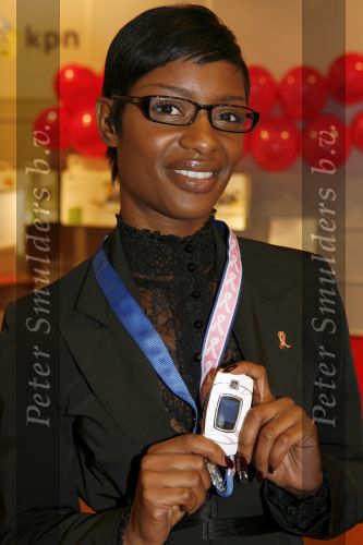 Amsterdam 5 oktober 2006
Sylvana Simons bij presentatie Pink Ribbon Samsung en KPN.