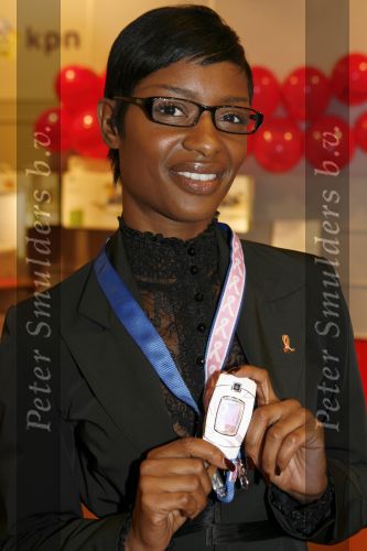 Amsterdam 5 oktober 2006
Sylvana Simons bij presentatie Pink Ribbon Samsung en KPN.