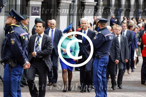 Den Haag 17 september 2013
Prinsjesdag op het binnenhof.
Geert Wilders met zijn vrouw en beveiliging