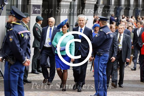Den Haag 17 september 2013
Prinsjesdag op het binnenhof.
Geert Wilders met zijn vrouw en beveiliging