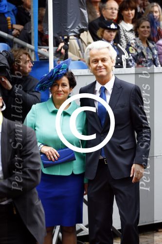 Den Haag 17 september 2013
Prinsjesdag op het binnenhof.
Geert Wilders met zijn vrouw en beveiliging
