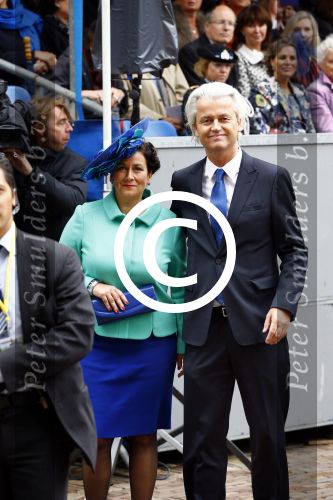 Den Haag 17 september 2013
Prinsjesdag op het binnenhof.
Geert Wilders met zijn vrouw en beveiliging