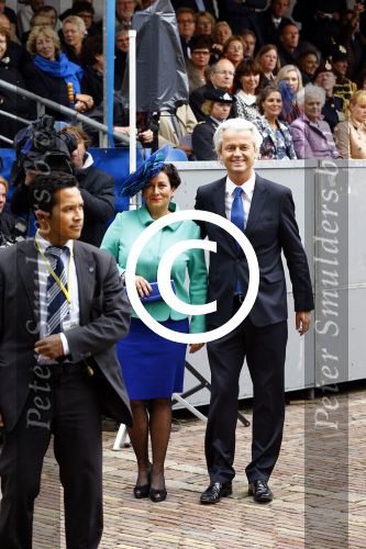 Den Haag 17 september 2013
Prinsjesdag op het binnenhof.
Geert Wilders met zijn vrouw en beveiliging