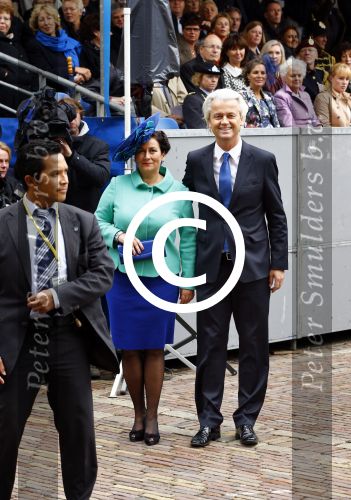 Den Haag 17 september 2013
Prinsjesdag op het binnenhof.
Geert Wilders met zijn vrouw en beveiliging