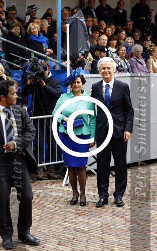 Den Haag 17 september 2013
Prinsjesdag op het binnenhof.
Geert Wilders met zijn vrouw en beveiliging