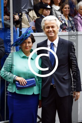 Den Haag 17 september 2013
Prinsjesdag op het binnenhof.
Geert Wilders met zijn vrouw en beveiliging