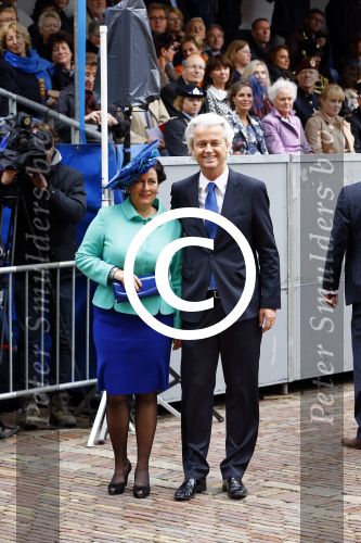 Den Haag 17 september 2013
Prinsjesdag op het binnenhof.
Geert Wilders met zijn vrouw en beveiliging