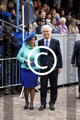 Den Haag 17 september 2013
Prinsjesdag op het binnenhof.
Geert Wilders met zijn vrouw en beveiliging