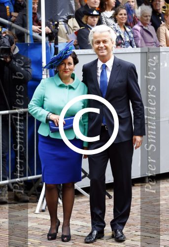 Den Haag 17 september 2013
Prinsjesdag op het binnenhof.
Geert Wilders met zijn vrouw en beveiliging