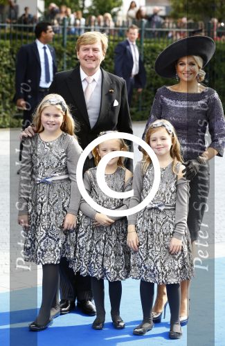 Apeldoorn 5 oktober 2013
Zijne Koninklijke Hoogheid Prins Jaime de Bourbon de Parme en Viktï¿½ria Cservenyï¿½k trouwen in de kerk onze lieve vrouwe ten hemelopneming in Apeldoorn. Koning Willem Alexander Koningin Maxima en de prinsessen Amalia Alexia en Ariane